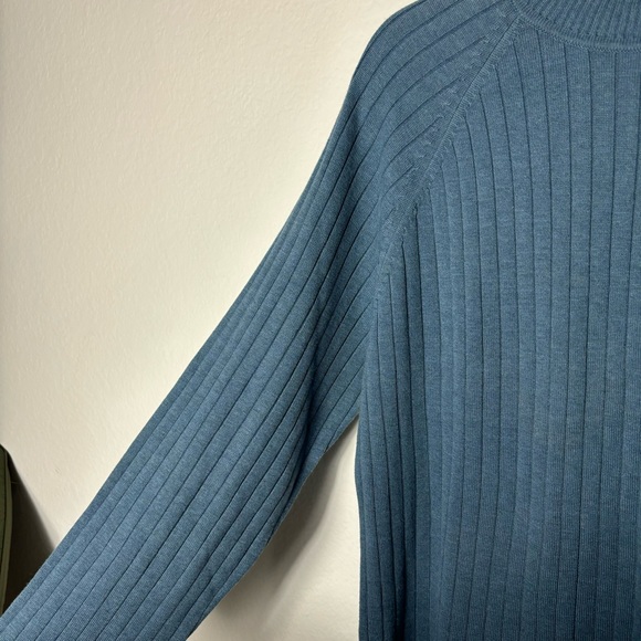 Van Heusen Blue Mockneck Ribbed Long Sleeve Sweater Large - Picture 5 of 6